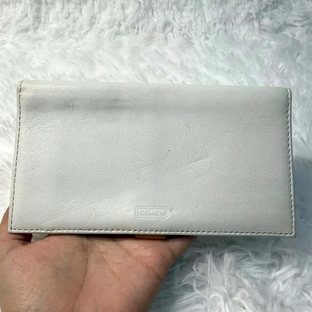Coach White Check Book Holder
